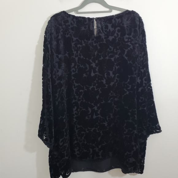 Talbots RSVP Floral Velvet Burnout Blouse Top Black Size 3X Witchy Whimsigoth - Picture 8 of 11